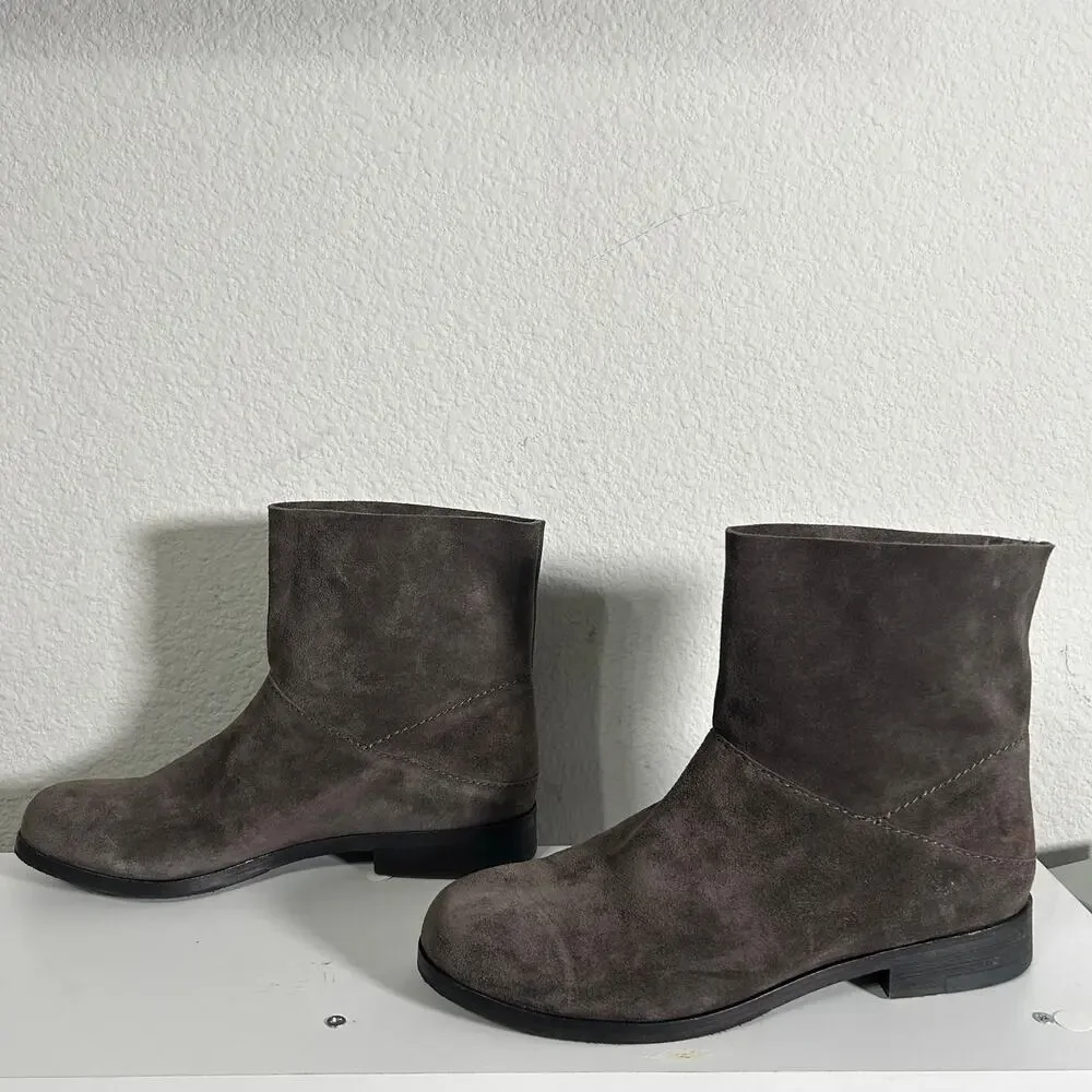 NEW Eileen Fisher Jaunt Short Boots Italian Suede Size 8.5 Slate Brown